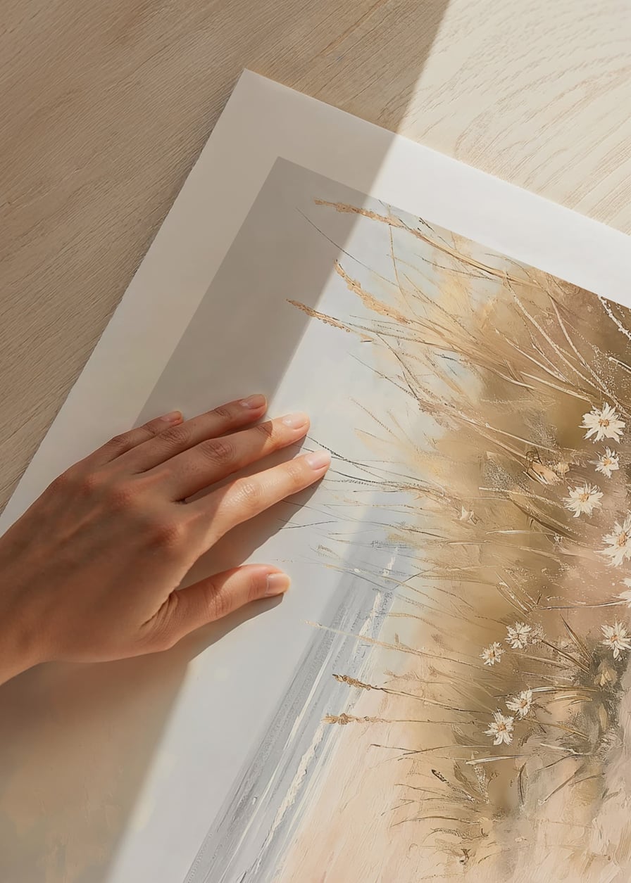 A poster of a sandy path leading through blooming dunes to the Pacific Ocean-12
