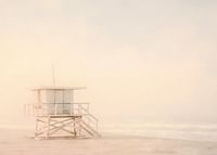 A poster of a lonely lifeguard tower wrapped in soft sea fog-3