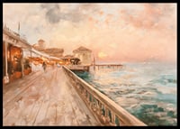 A poster of a coastal walk in the warm light of sunset-6