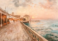 A poster of a coastal walk in the warm light of sunset-7