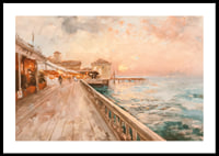 A poster of a coastal walk in the warm light of sunset-0
