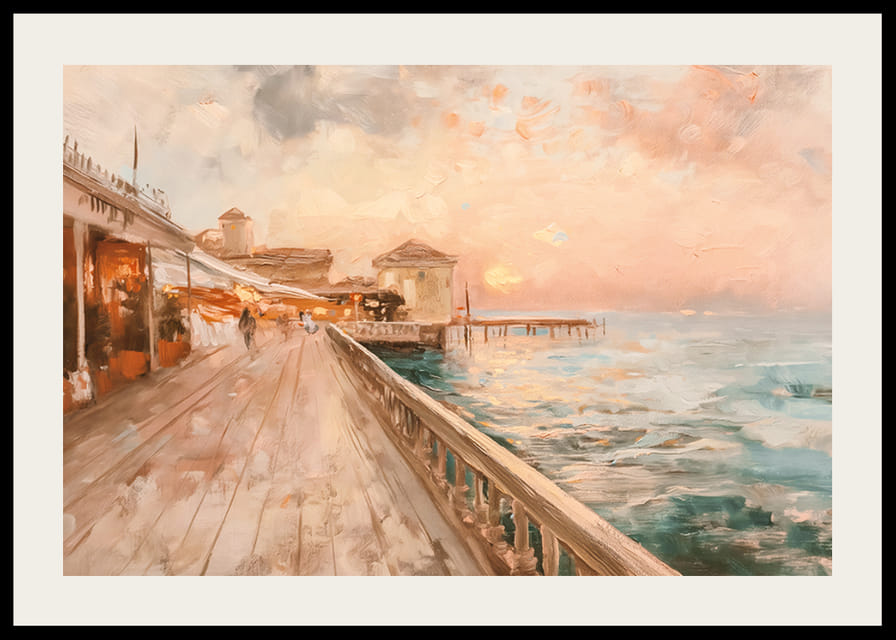 Plagát pobrežnej prechádzky v teplom svetle západu slnka-12