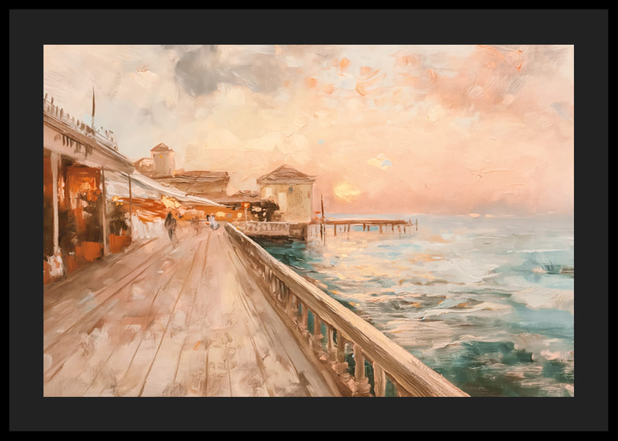 Plagát pobrežnej prechádzky v teplom svetle západu slnka-12