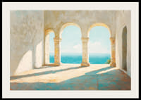 A poster with sunlit stone arches and a breathtaking view of the sparkling sea-2