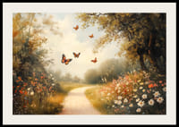 A poster of a sunny forest path surrounded by flower meadows-2