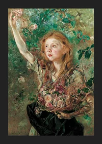 Die Rosenpflückerin By Anton Romako -7