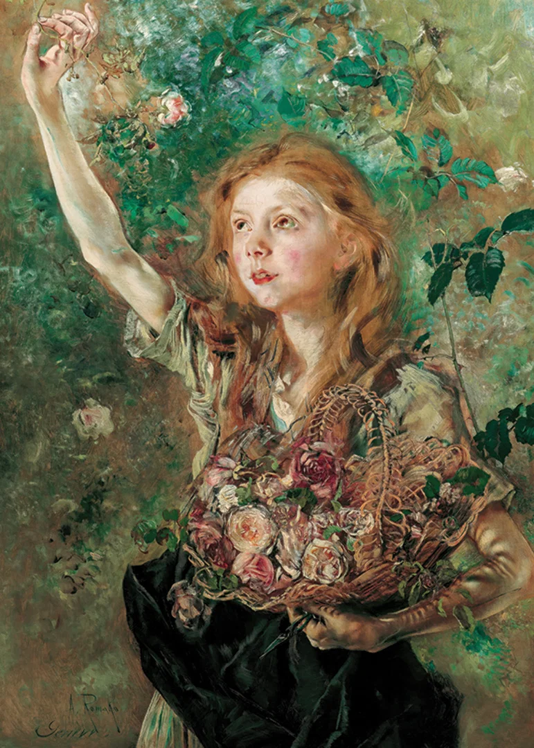 Die Rosenpflückerin By Anton Romako -12