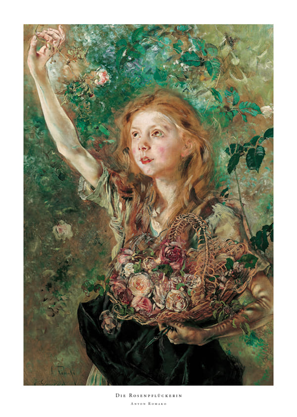 Plakatas Die Rosenpflückerin By Anton Romako 