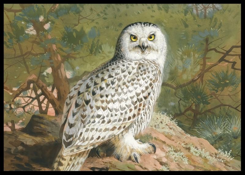 Een vrouwelijke sneeuwuil door Archibald Thorburn-12