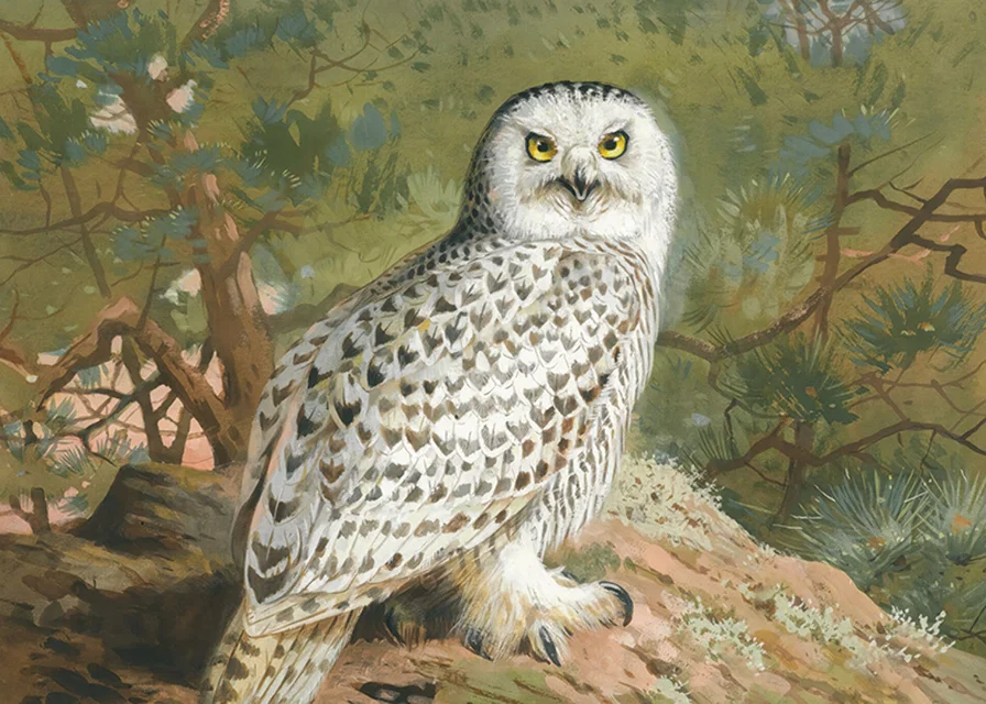 A Female Snowy Owl By Archibald Thorburn-12