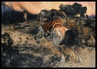 Astolf rider væk med hovedet af Orill af Arnold Böcklin-2