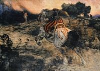 Astolf rider væk med hovedet af Orill af Arnold Böcklin-3