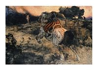 Astolf rider væk med hovedet af Orill af Arnold Böcklin-1