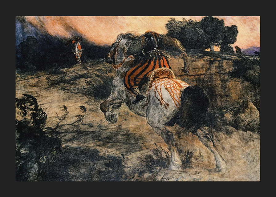 Astolf Riding Away with the Head of Orill By Arnold Böcklin-12
