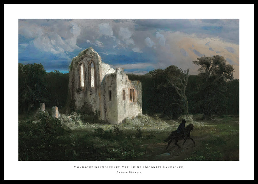 Mondscheinlandschaft Mit Ruine By Arnold Böcklin-12