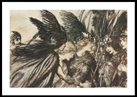 ‘I flee for the first time and am pursued_ Warfather follows close By Arthur Rackham-2