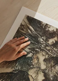 ‘I flee for the first time and am pursued_ Warfather follows close By Arthur Rackham-11