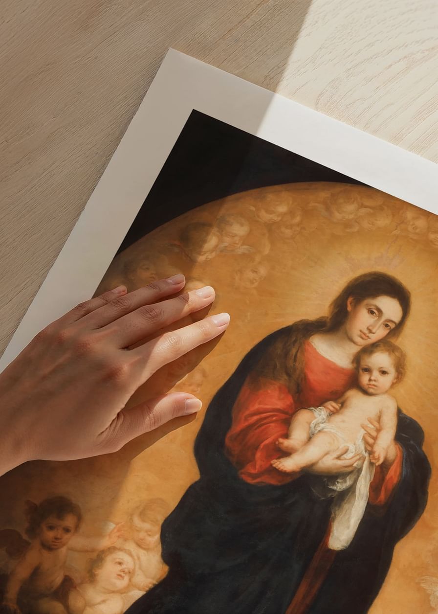 Maagd en Kind in Glorie door Bartolome Esteban Murillo-12