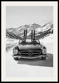 Poster på två skidåkare som tar sin Mercedes hem från bergen-2