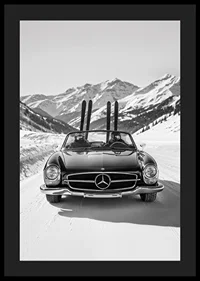 Poster på två skidåkare som tar sin Mercedes hem från bergen-4