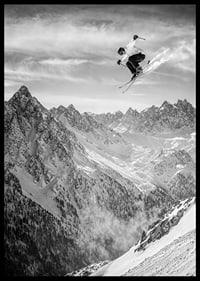 Poster where a skier goes down the mountain-6