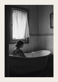 A poster with a woman sitting in her bathtub and thinking-3