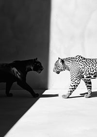 Plakat som viser et møte mellom en svart panter og en leopard-7