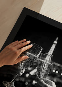 Poster capturing a midnight toast in front of the Eiffel Tower in Paris-9