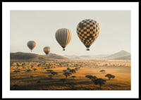 Poster of hot air balloons floating over a beautiful savannah-0