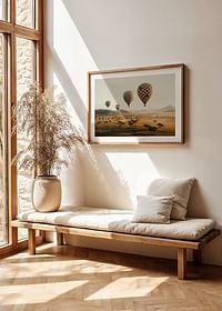 Poster cu baloane cu aer cald plutind deasupra unei savane frumoase-4
