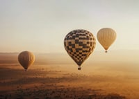 Poster with hot air balloons floating over a beautiful desert-7