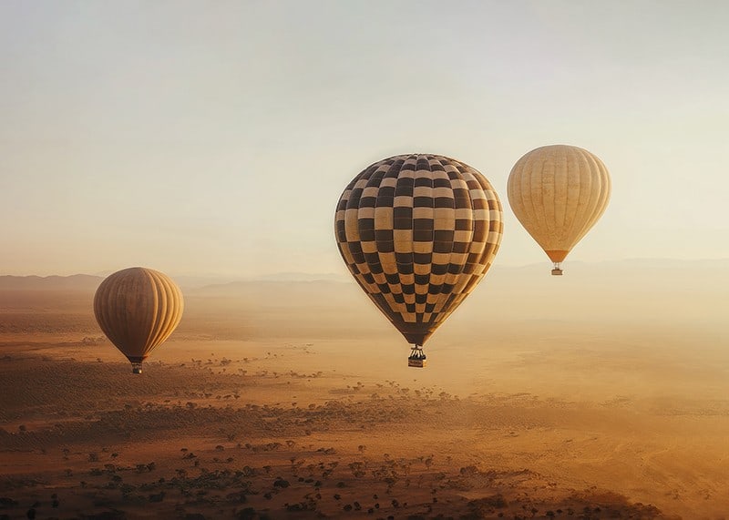 Poster with hot air balloons floating over a beautiful desert-12