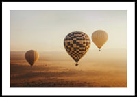 Poster with hot air balloons floating over a beautiful desert-0