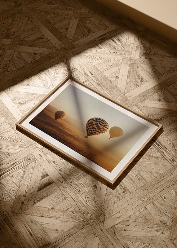 Poster with hot air balloons floating over a beautiful desert-12