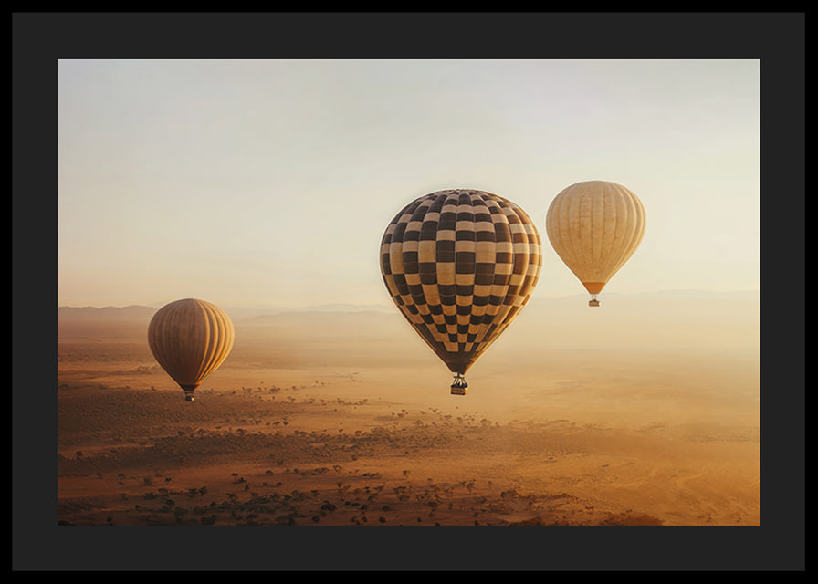 Poster with hot air balloons floating over a beautiful desert-12