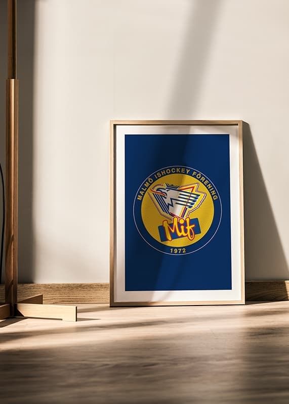 Poster 80-tals Logo Blå Malmö Redhawks crossfade