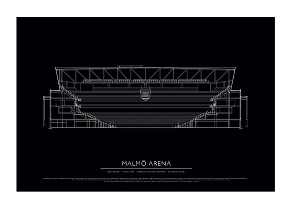 Poster Malmö Arena Svartvit Malmö Redhawks