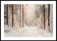 A poster showing a snow covered forest path surrounded by frosty trees -0