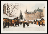 Juliste, joka vangitsee maagiset joulumarkkinat majesteettisen linnan edessä-2