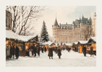 Juliste, joka vangitsee maagiset joulumarkkinat majesteettisen linnan edessä-3