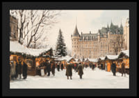 Juliste, joka vangitsee maagiset joulumarkkinat majesteettisen linnan edessä-4