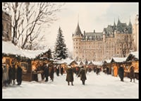 A poster capturing a magical Christmas market in front of a majestic castle-6