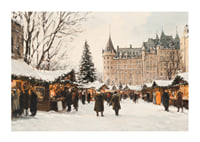 A poster capturing a magical Christmas market in front of a majestic castle-1