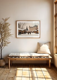A poster capturing a magical Christmas market in front of a majestic castle-8