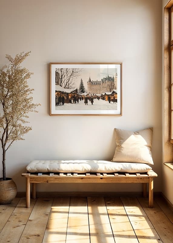 A poster capturing a magical Christmas market in front of a majestic castle-12
