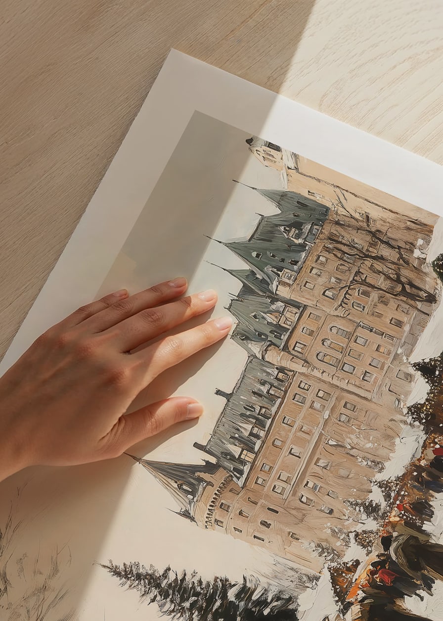 A poster capturing a magical Christmas market in front of a majestic castle-12