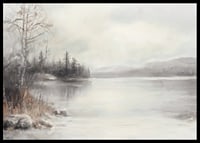 A poster showing a mist shrouded lake surrounded by frosty nature and winter stillness-6
