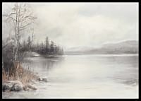 A poster showing a mist shrouded lake surrounded by frosty nature and winter stillness-2