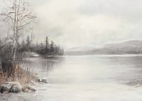 A poster showing a mist shrouded lake surrounded by frosty nature and winter stillness-3