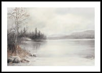 A poster showing a mist shrouded lake surrounded by frosty nature and winter stillness-0